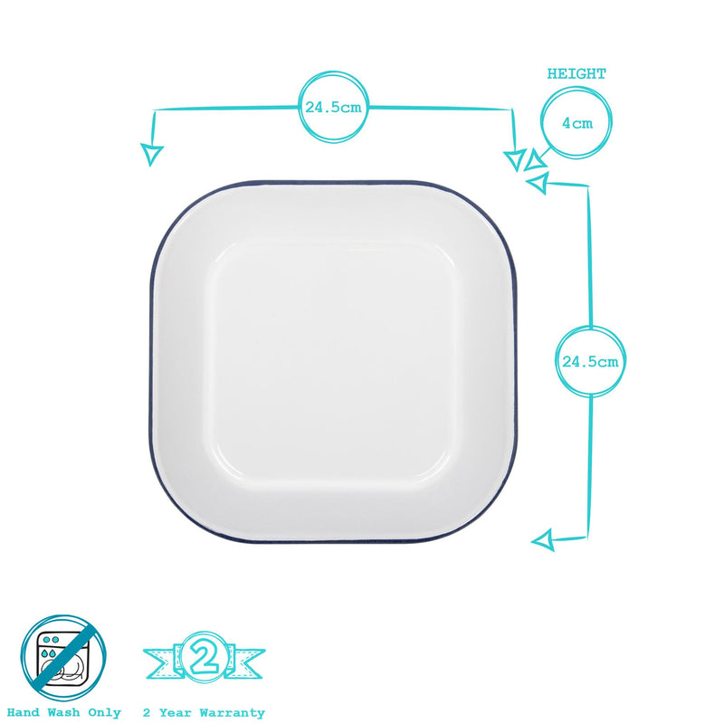 24.5cm x 24.5cm White Square Enamel Baking Tray - By Argon Tableware