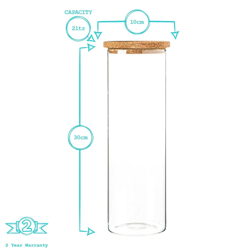 2L Cork Lid Storage Jar - By Argon Tableware