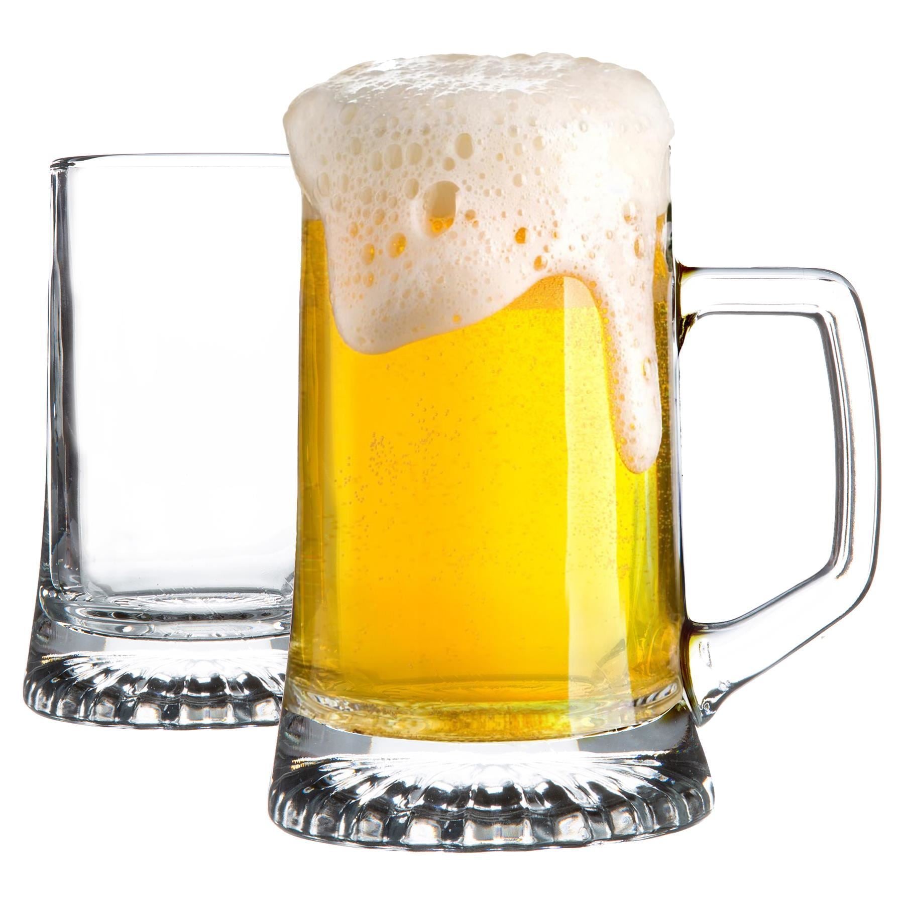 510ml Stern Tankard Glass Beer Mugs - Pack of Two