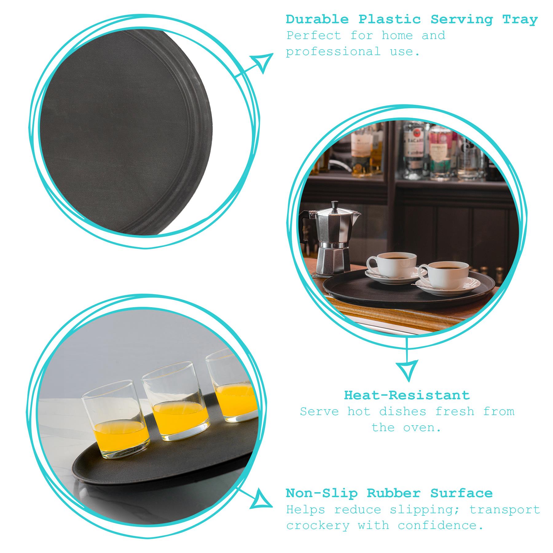 68cm Black Oval Non-Slip Serving Tray