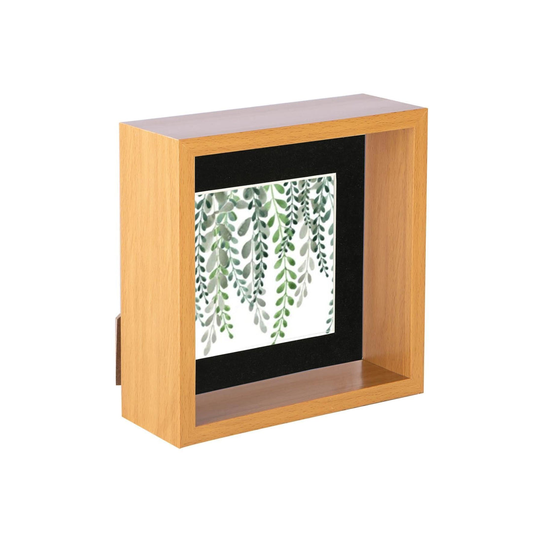Medium Wood 6" x 6" Deep Shadow Box Photo Frame with 4" x 4" Black Mount