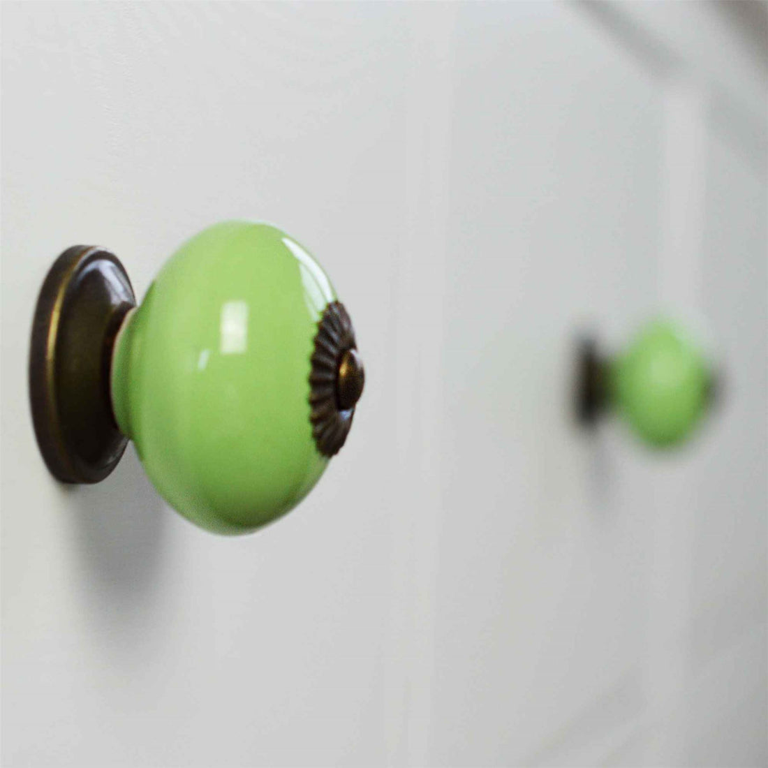Green 4.5cm Round Ceramic Cabinet Knob
