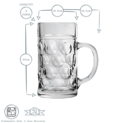 2 Pints German Stein Beer Glass