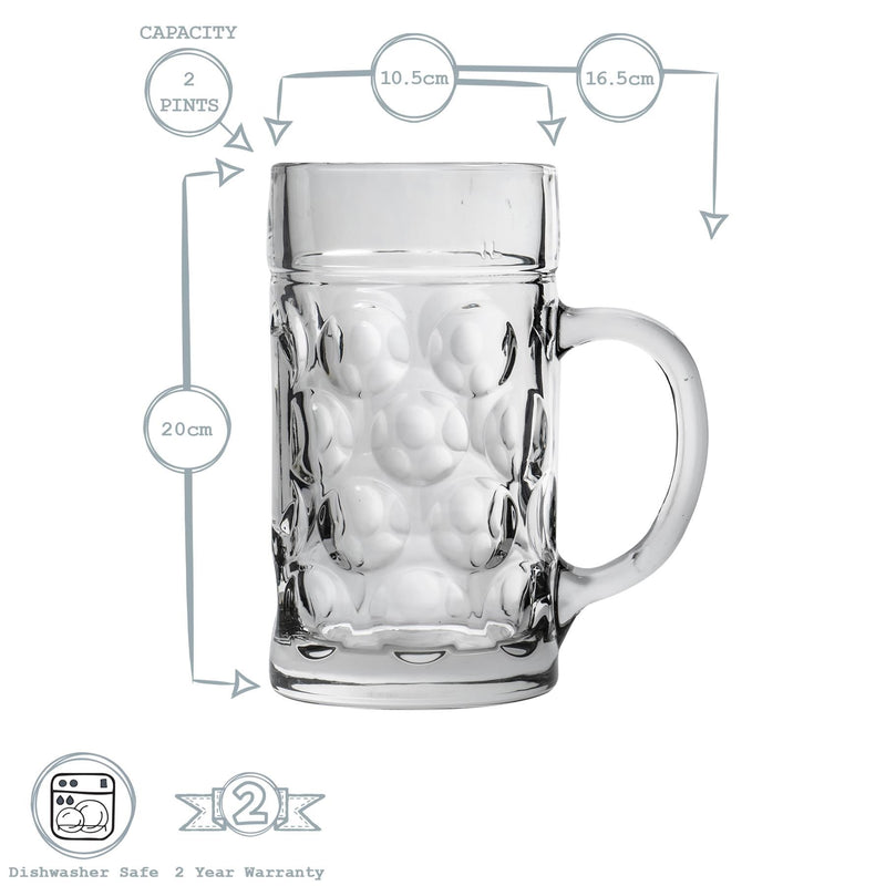 2 Pints German Stein Beer Glass - By Rink Drink