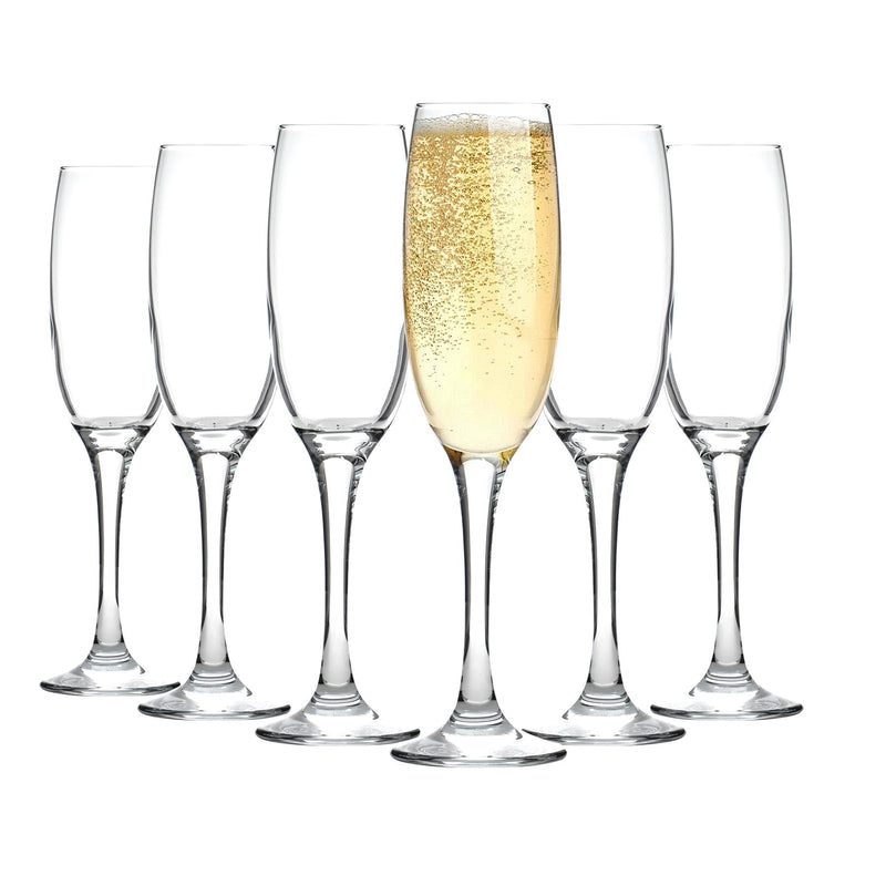 220ml Venue Glass Champagne Flutes - Clear - Pack of 6  - By LAV