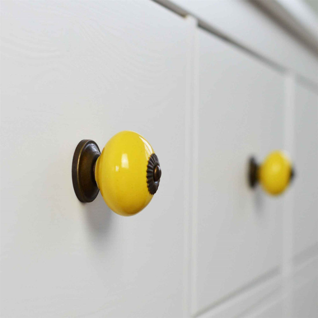 Yellow 4.5cm Round Ceramic Cabinet Knob