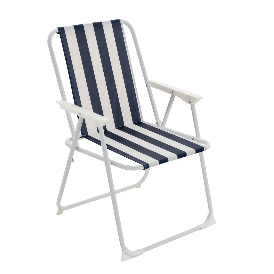 Blue Striped Folding Metal Beach Chair