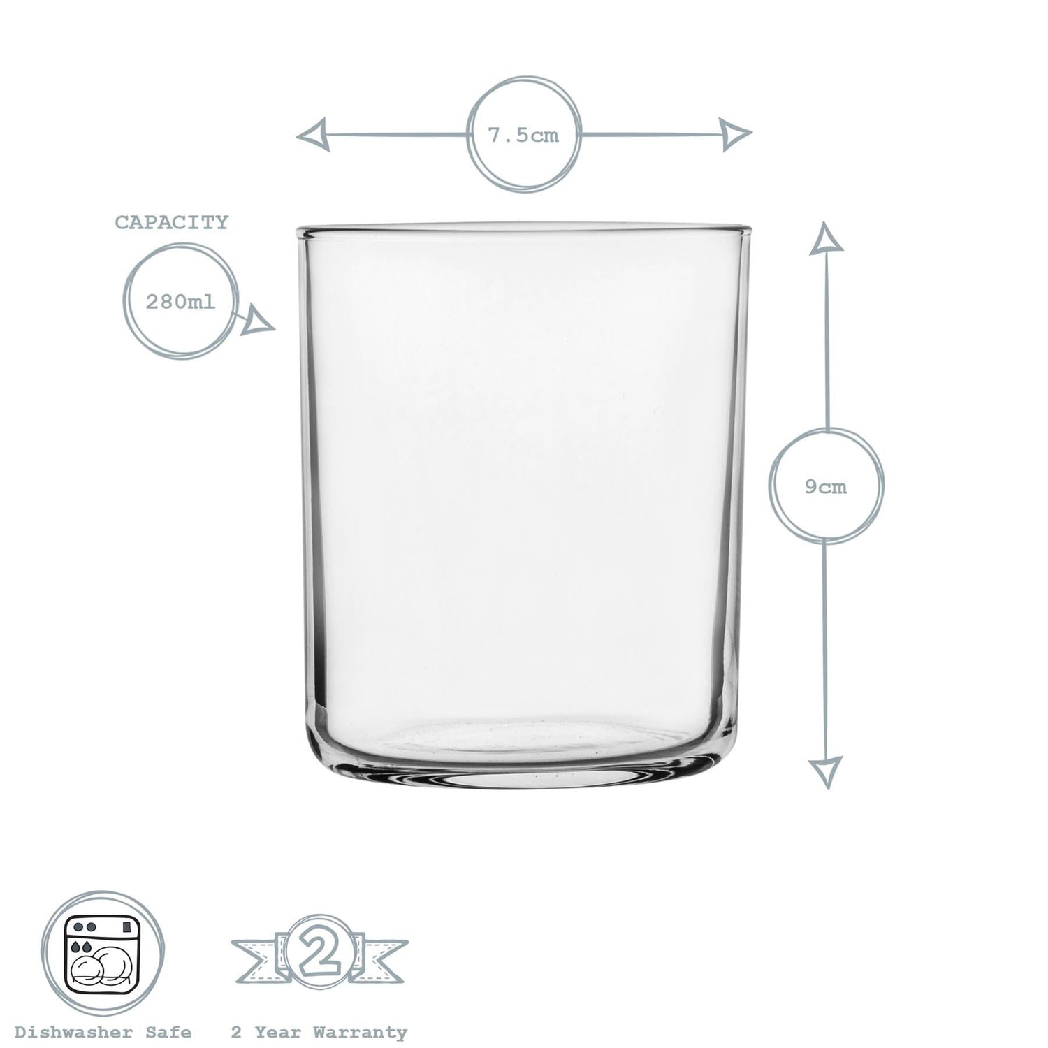 280ml Aere Water Glasses - Pack of Six