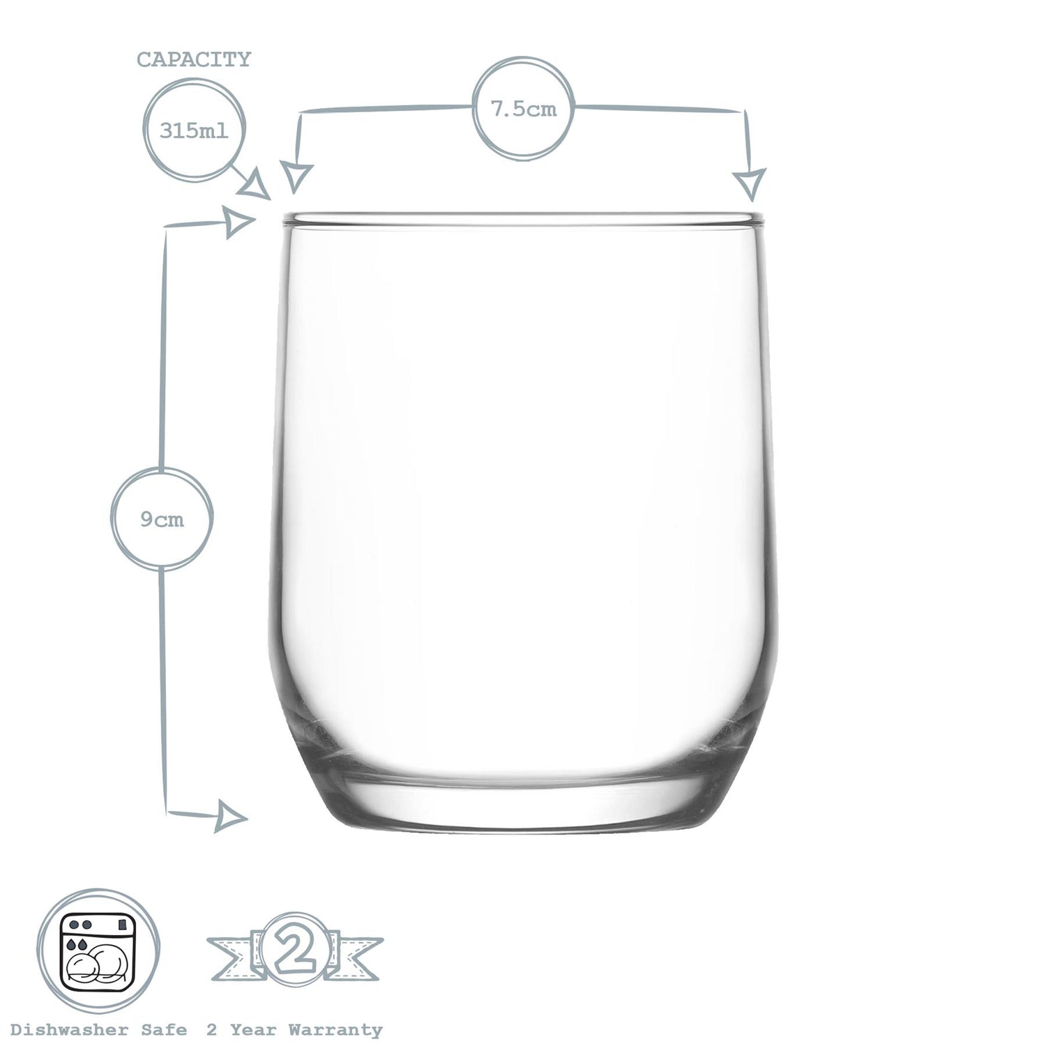 315ml Sude Tumbler Glasses - Pack of Six