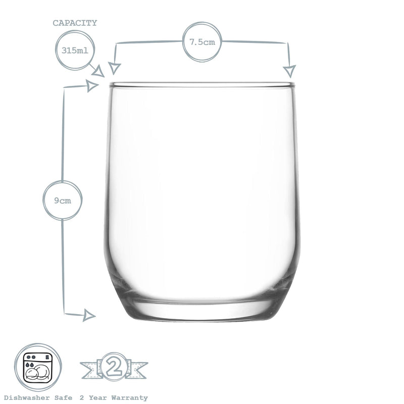 315ml Sude Tumbler Glasses - Pack of Six - By LAV