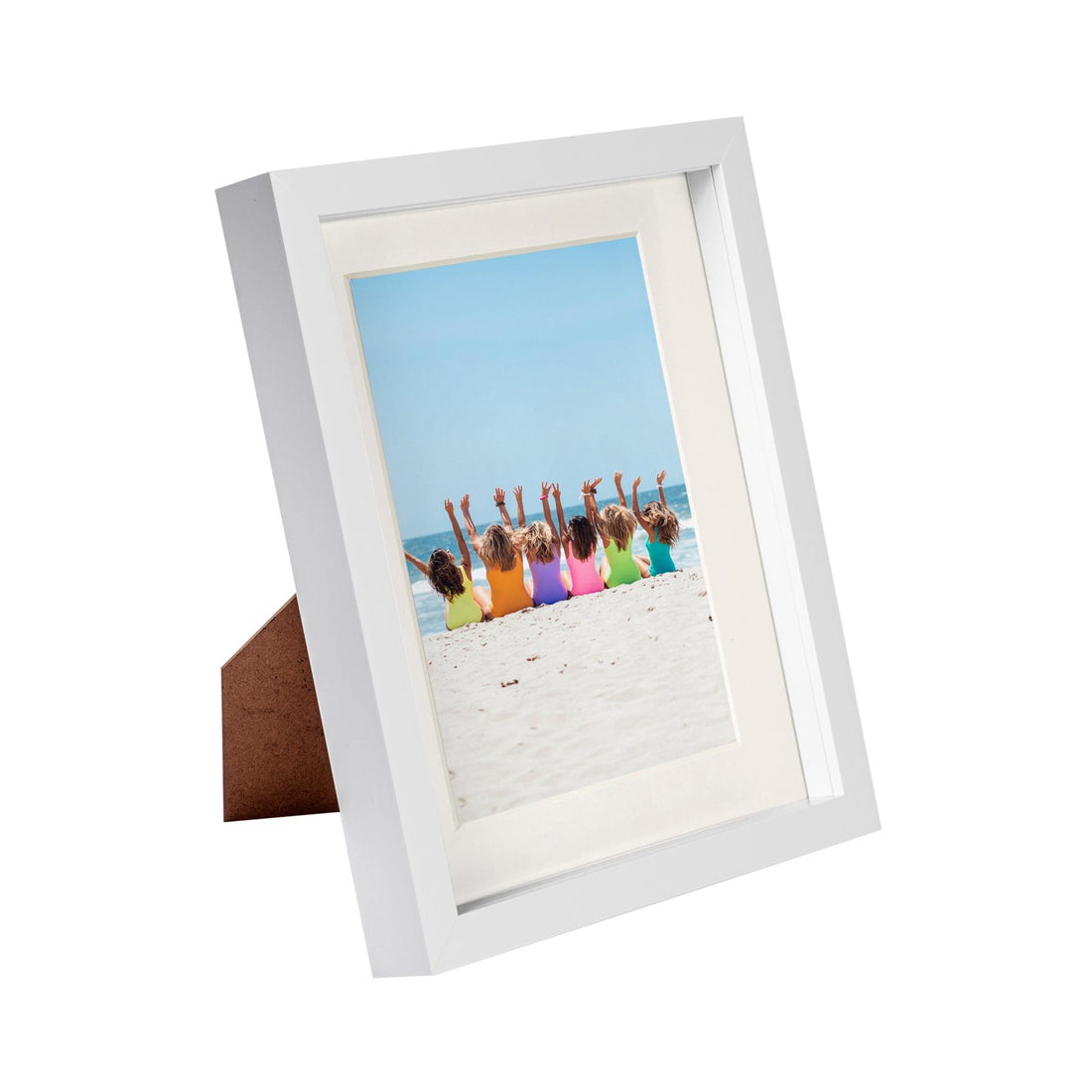 White 8" x 10" Shadow Box Photo Frame with 5" x 7" Ivory Mount &amp; White Spacer