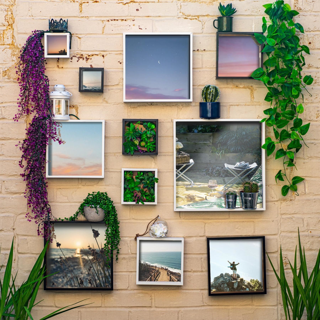 White 10" x 10" Deep Shadow Box Photo Frame with 8" x 8" White Mount