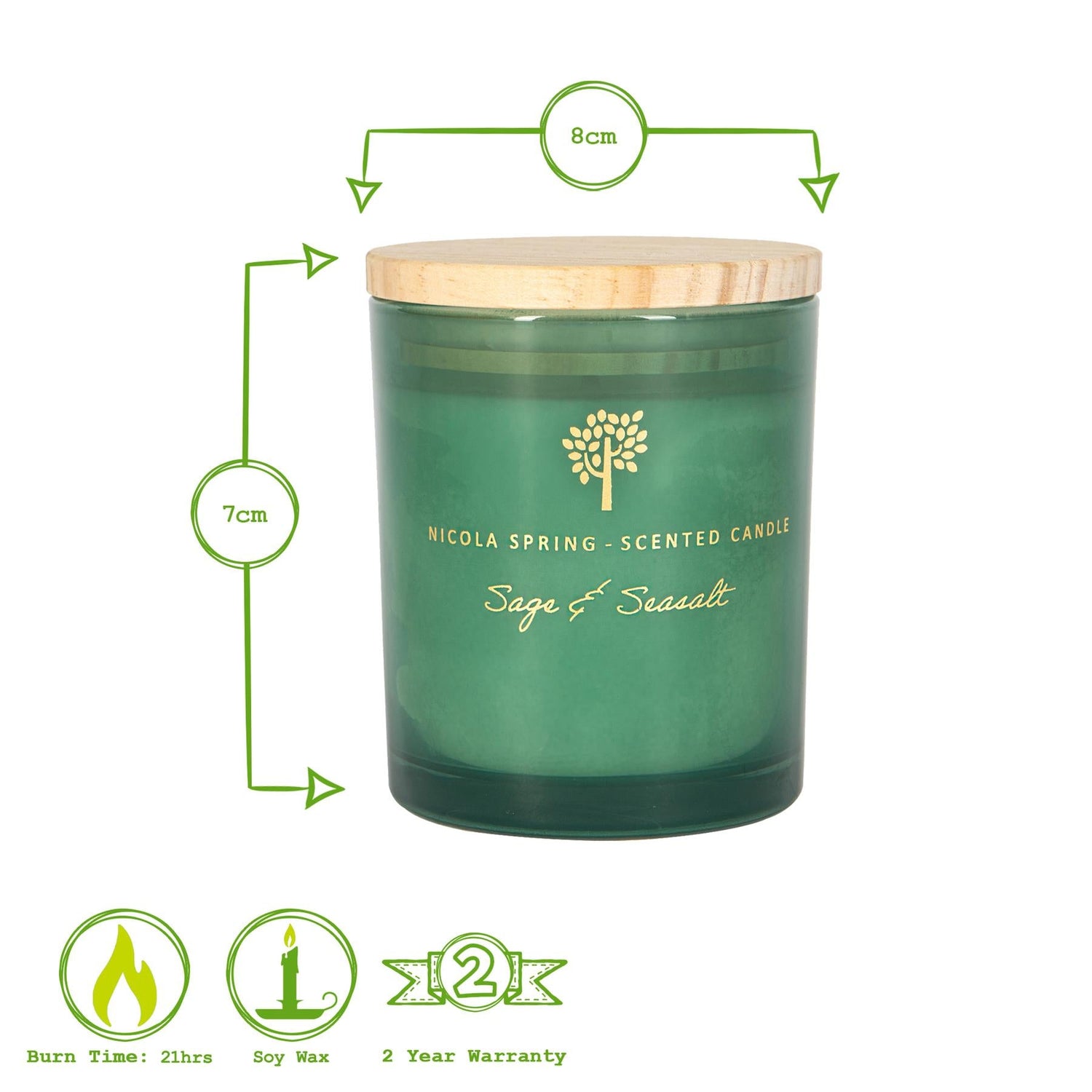 130g Sage &amp; Seasalt Scented Soy Wax Candle