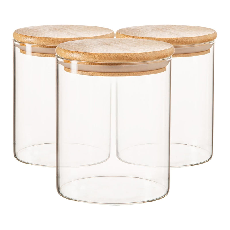 750ml Wooden Lid Storage Jars - Pack of 3 - By Argon Tableware