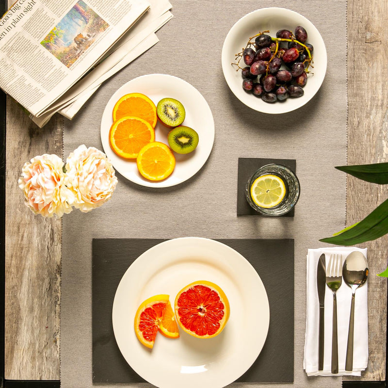 12pc Rectanglar Linea Slate Placemats & Coasters Set - By Argon Tableware