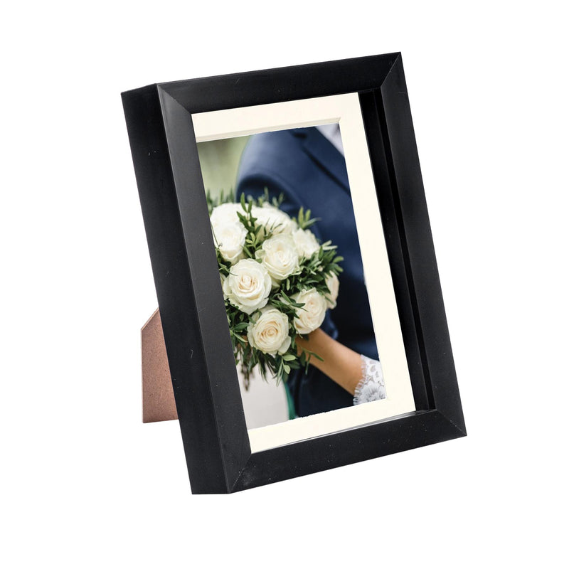 5" x 7" Black 3D Box Photo Frame with 4" x 6" Mount - By Nicola Spring