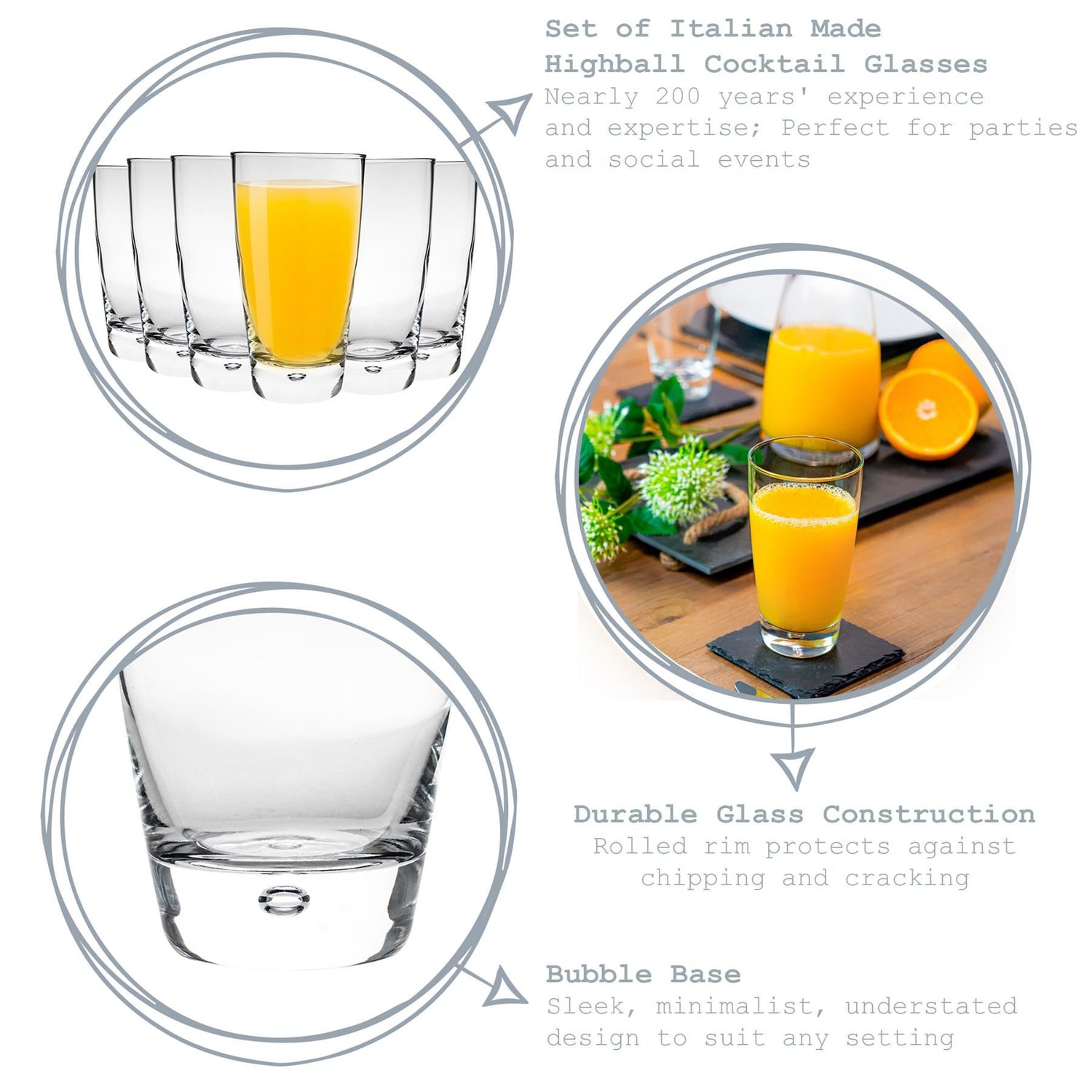 450ml Luna Highball Glasses - Pack of Six