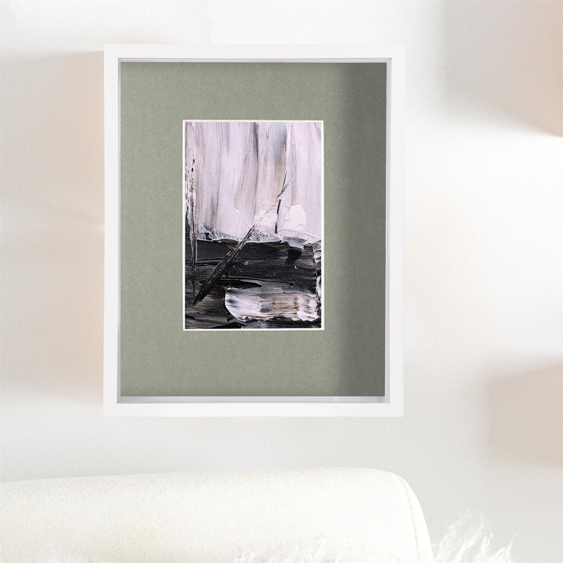 White 8" x 10" Deep Shadow Box Photo Frame with 4" x 6" Grey Mount