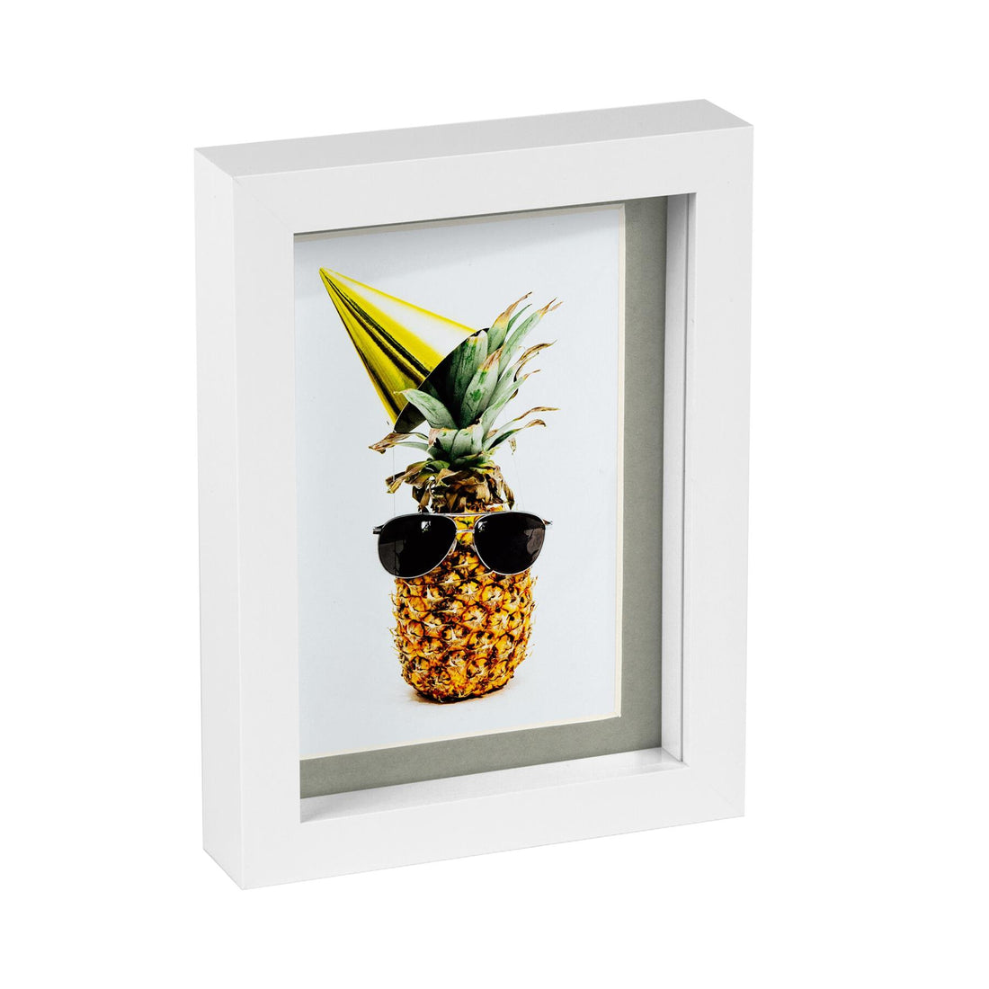 White 5" x 7" Shadow Box Photo Frame with 4" x 6" Grey Mount &amp; White Spacer