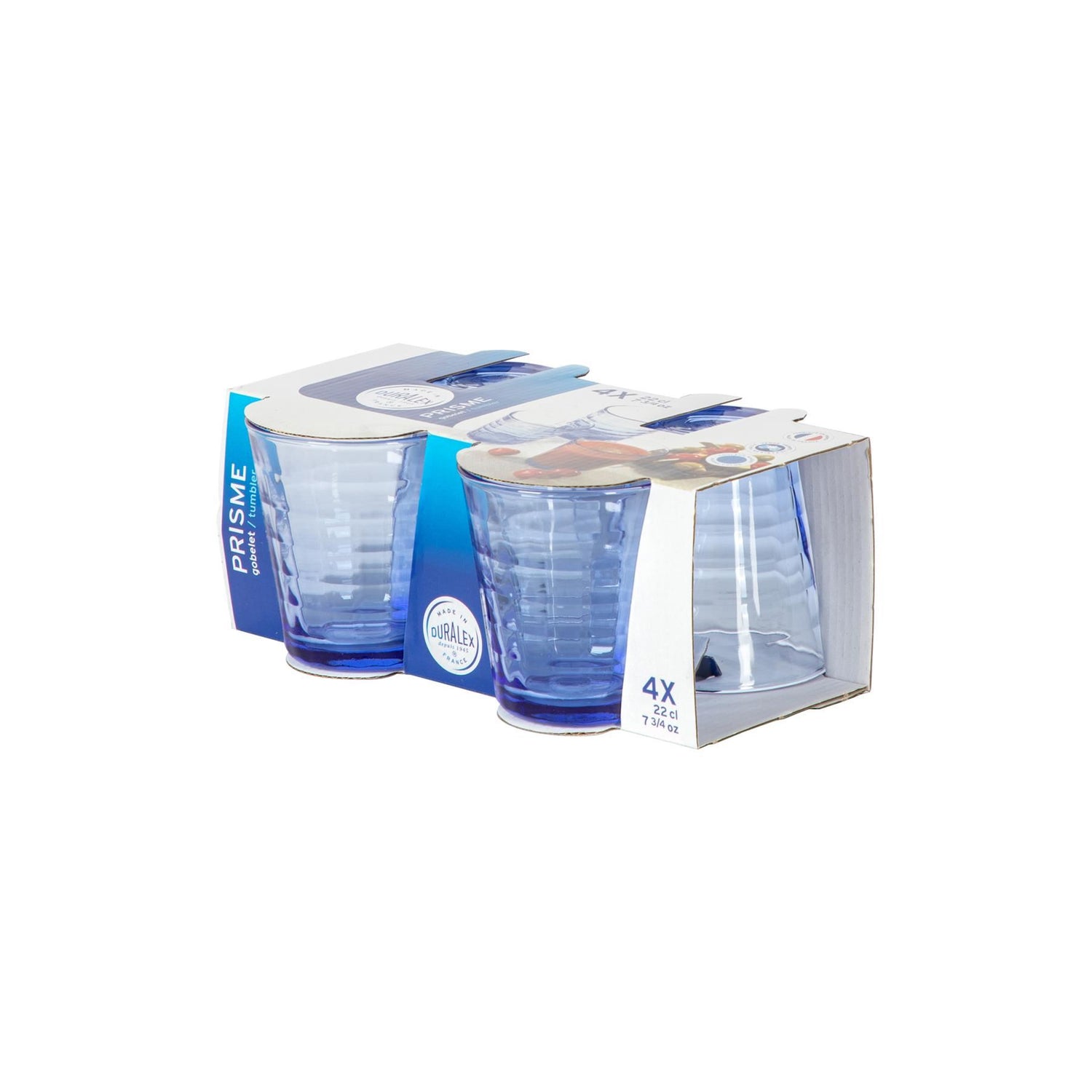 220ml Blue Prisme Water Glasses - Pack of Four