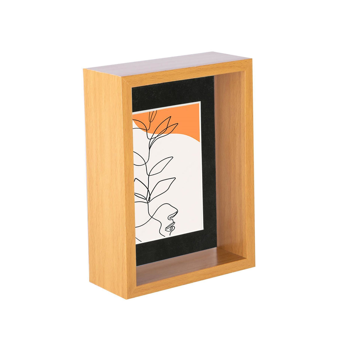Medium Wood 5" x 7" Deep Shadow Box Photo Frame with 4" x 6" Black Mount