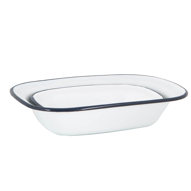 2pc White Enamel Pie Dish Set - By Argon Tableware