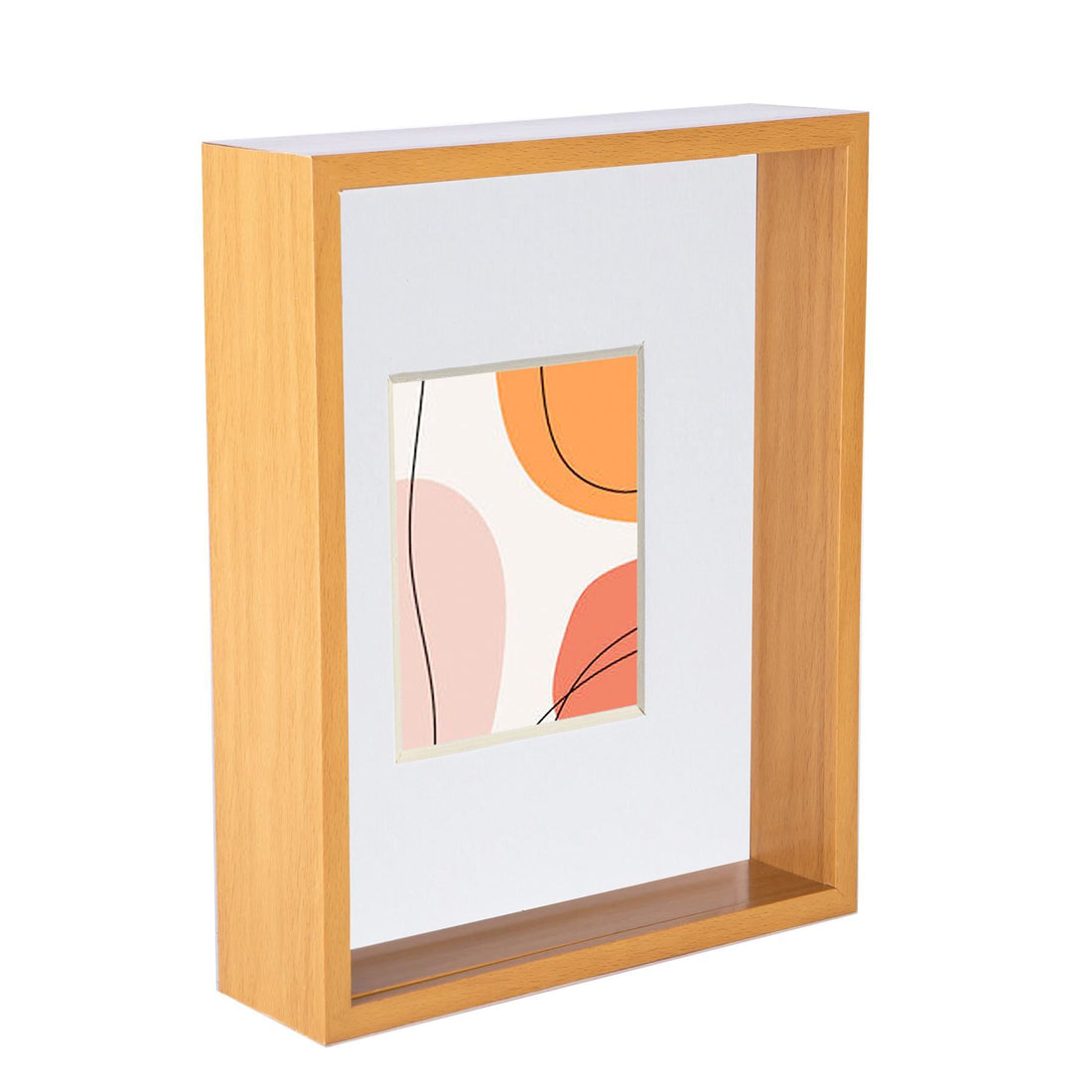 Medium Wood 8" x 10" Deep Shadow Box Photo Frame with 4" x 6" White Mount