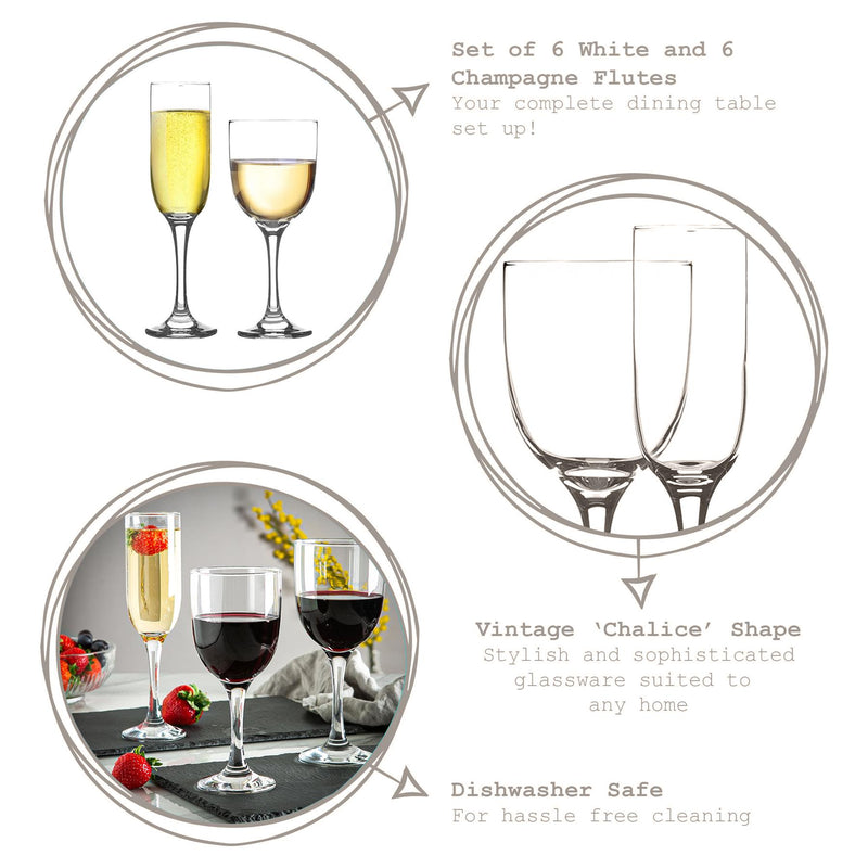 12pc Tokyo Small Wine & Champagne Stemware Set - By LAV