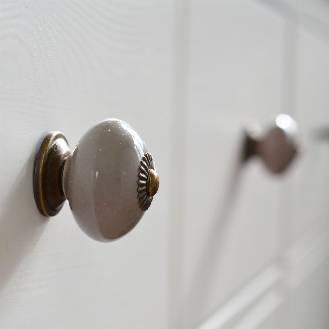 Grey 4.5cm Round Ceramic Cabinet Knob
