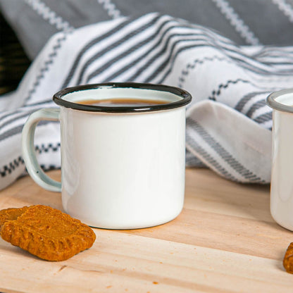 130ml Black/Grey White Enamel Espresso Cups - Pack of Four