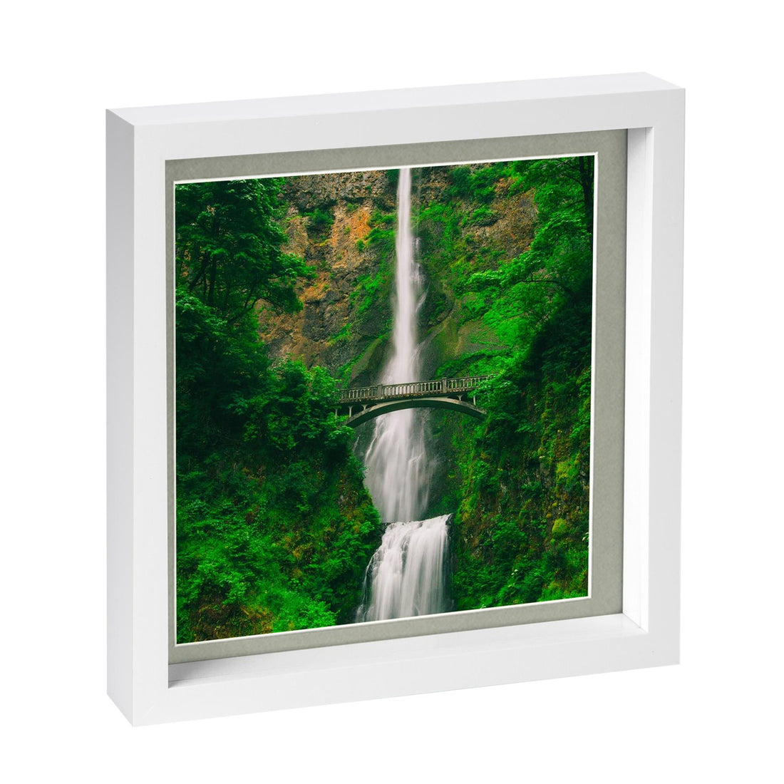 White 10" x 10" Shadow Box Photo Frame with 8" x 8" Grey Mount &amp; White Spacer