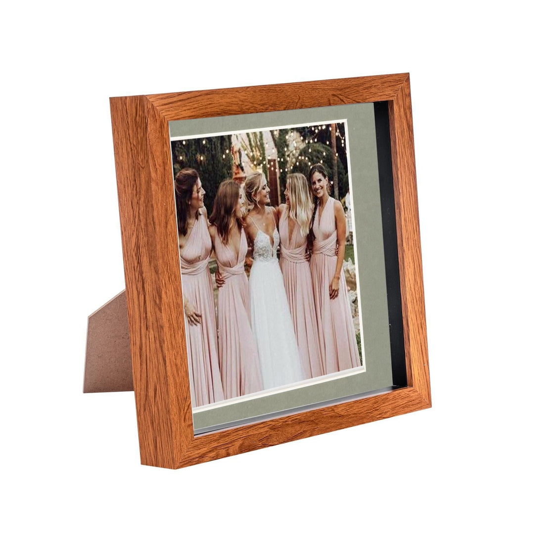 Dark Wood 8" x 8" Shadow Box Photo Frame with 6" x 6" Grey Mount