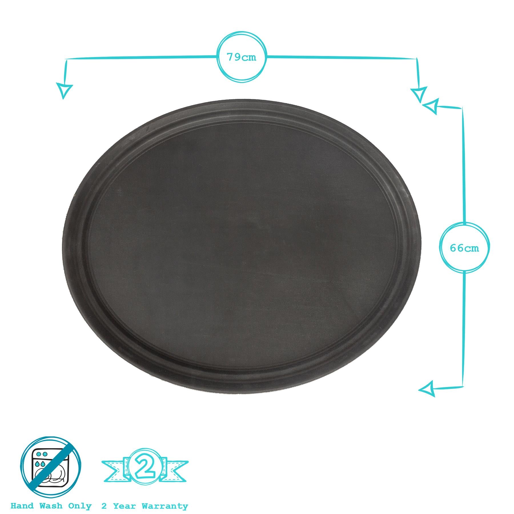 79cm Black Oval Non-Slip Serving Tray