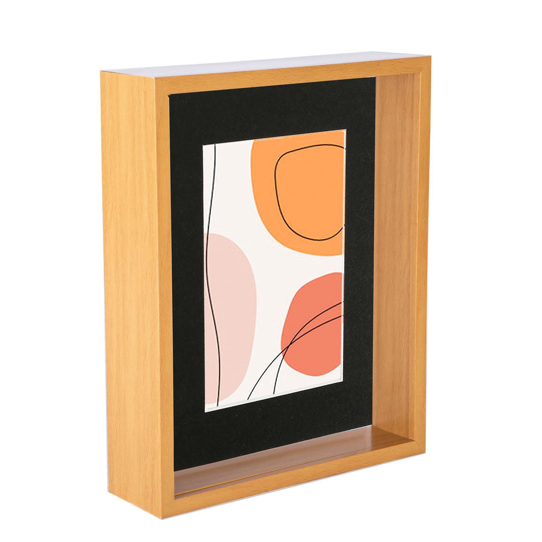 Medium Wood 8" x 10" Deep Shadow Box Photo Frame with 5" x 7" Black Mount