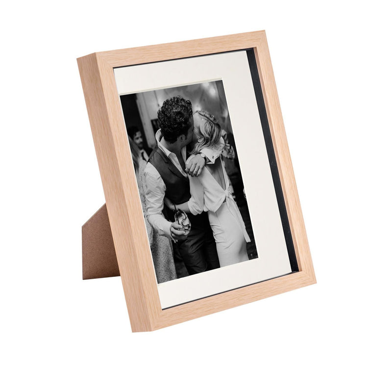 8" x 10" Light Wood 3D Box Photo Frame with 5" x 7" Mount - By Nicola Spring