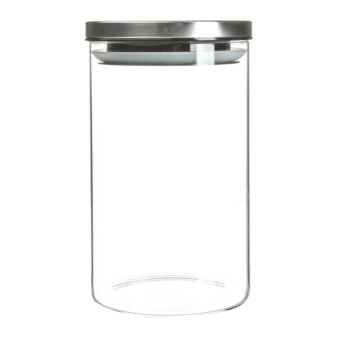 1L Glass Storage Jar with Silver Metal Lid