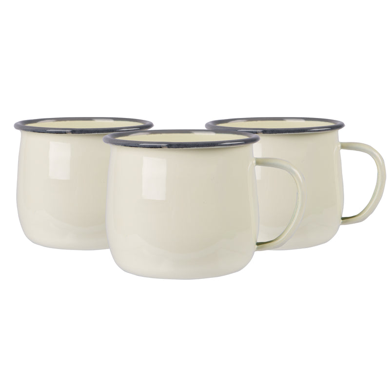 375ml Coloured Enamel Belly Mugs - Pack of Six - By Argon Tableware