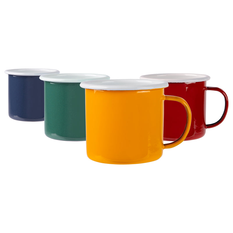 375ml Coloured Enamel Mugs - Pack of Four - By Argon Tableware