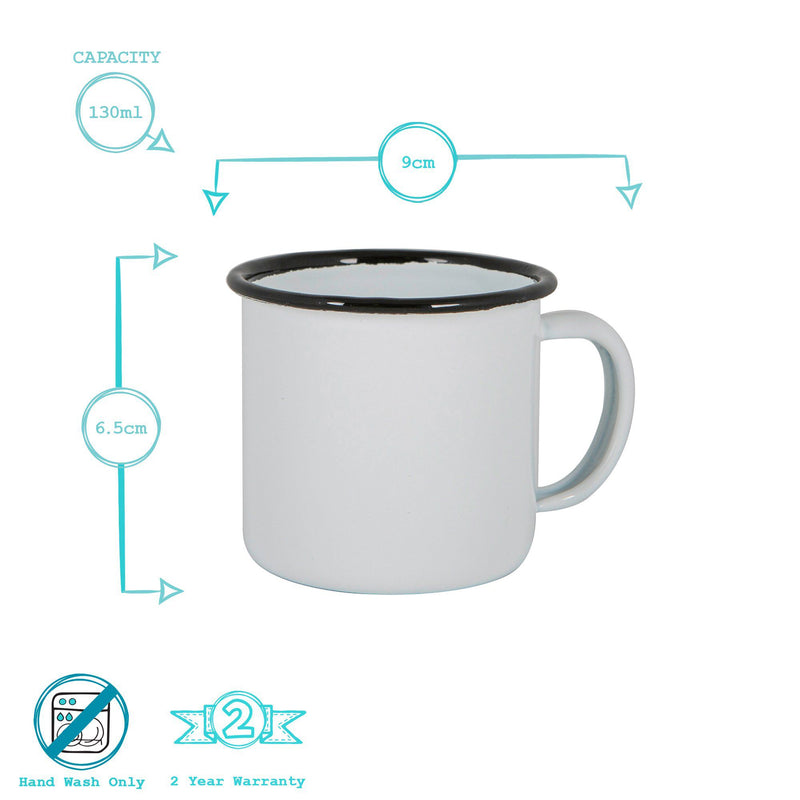 130ml Black/Grey White Enamel Espresso Cups - Pack of Four - By Argon Tableware