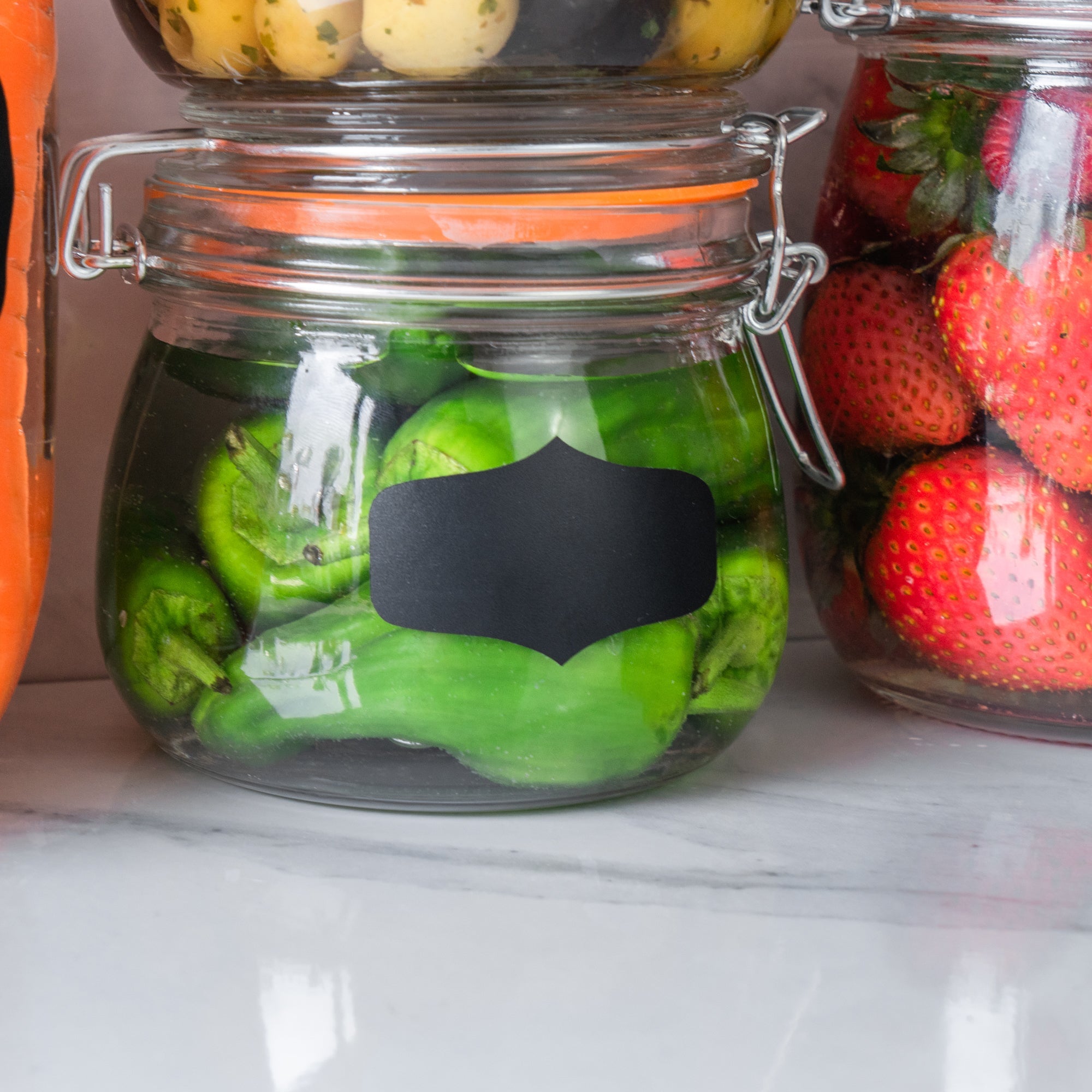 Small Black Chalk Board Storage Jar Labels - Pack of Six
