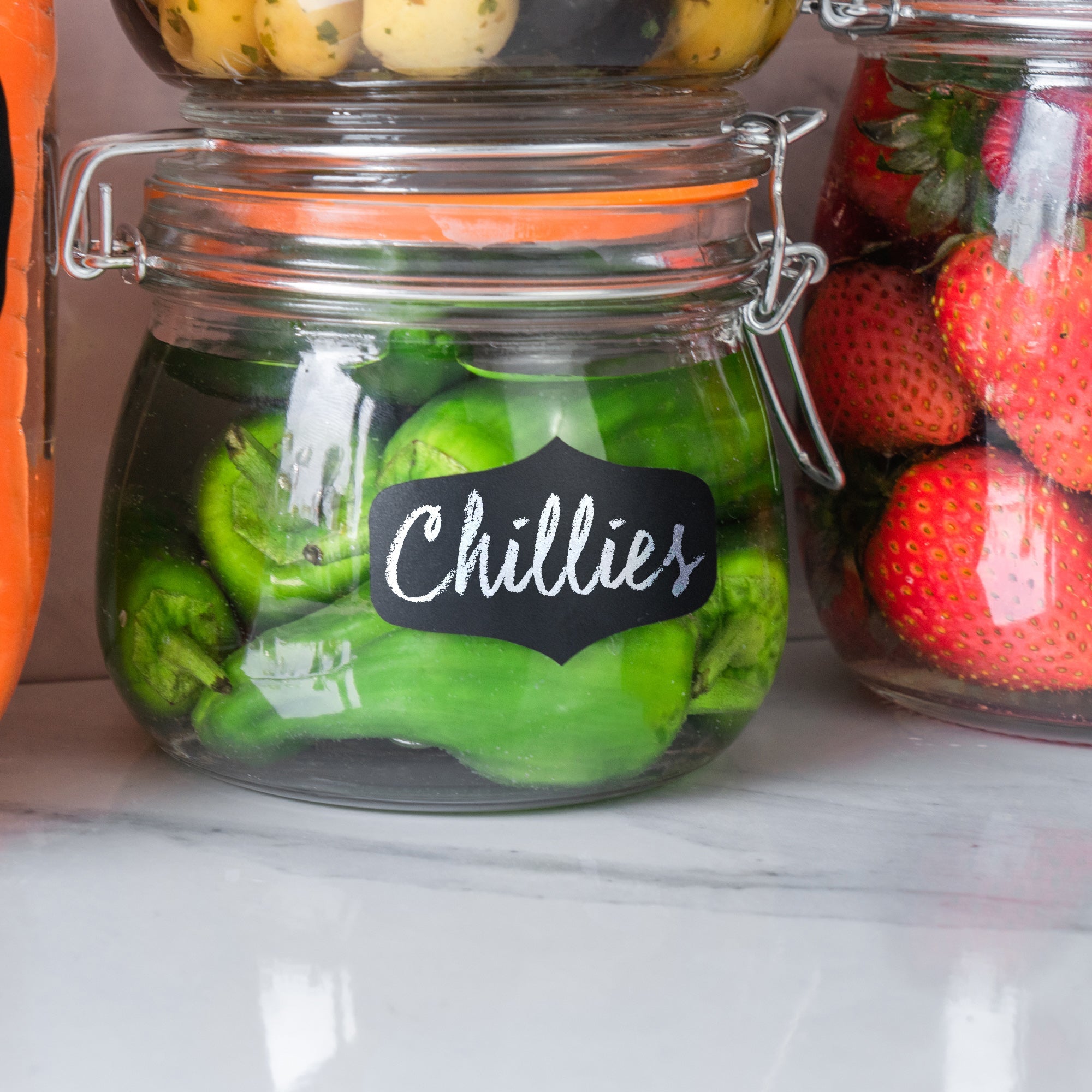 Small Black Chalk Board Storage Jar Labels - Pack of Six