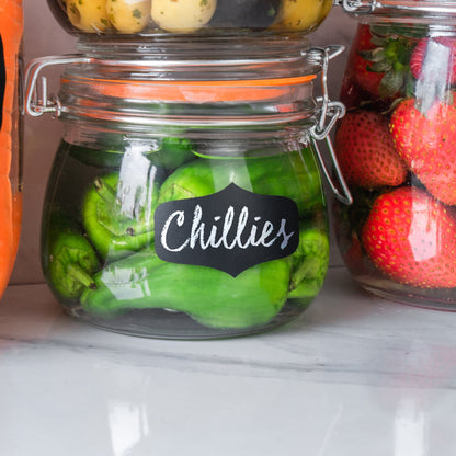 Small Black Chalk Board Storage Jar Labels - Pack of Six