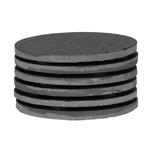 12pc Black Round Linea Slate Placemats &amp; Coasters Set