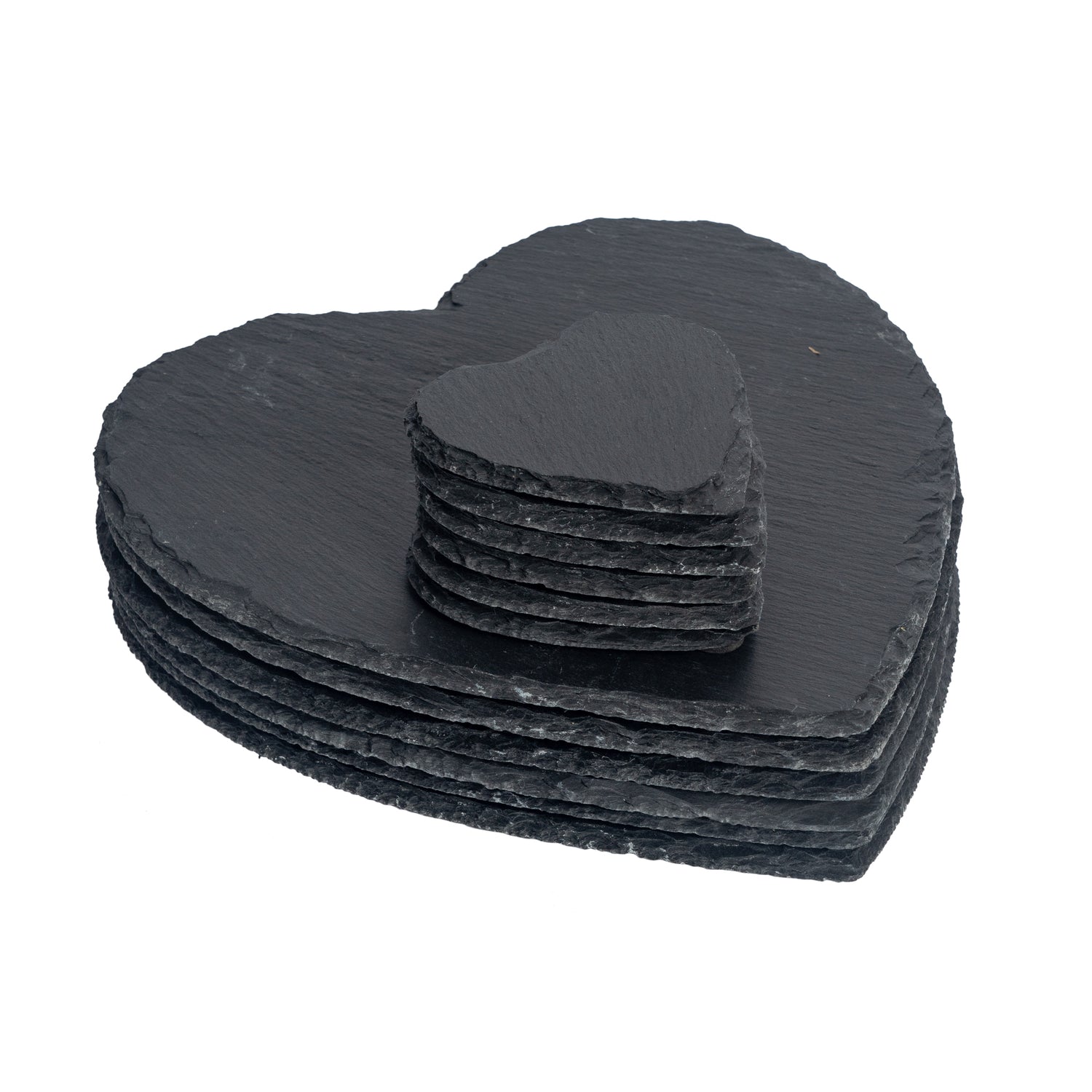 12pc Black Heart Slate Placemat &amp; Coaster Sets - By Argon Tableware