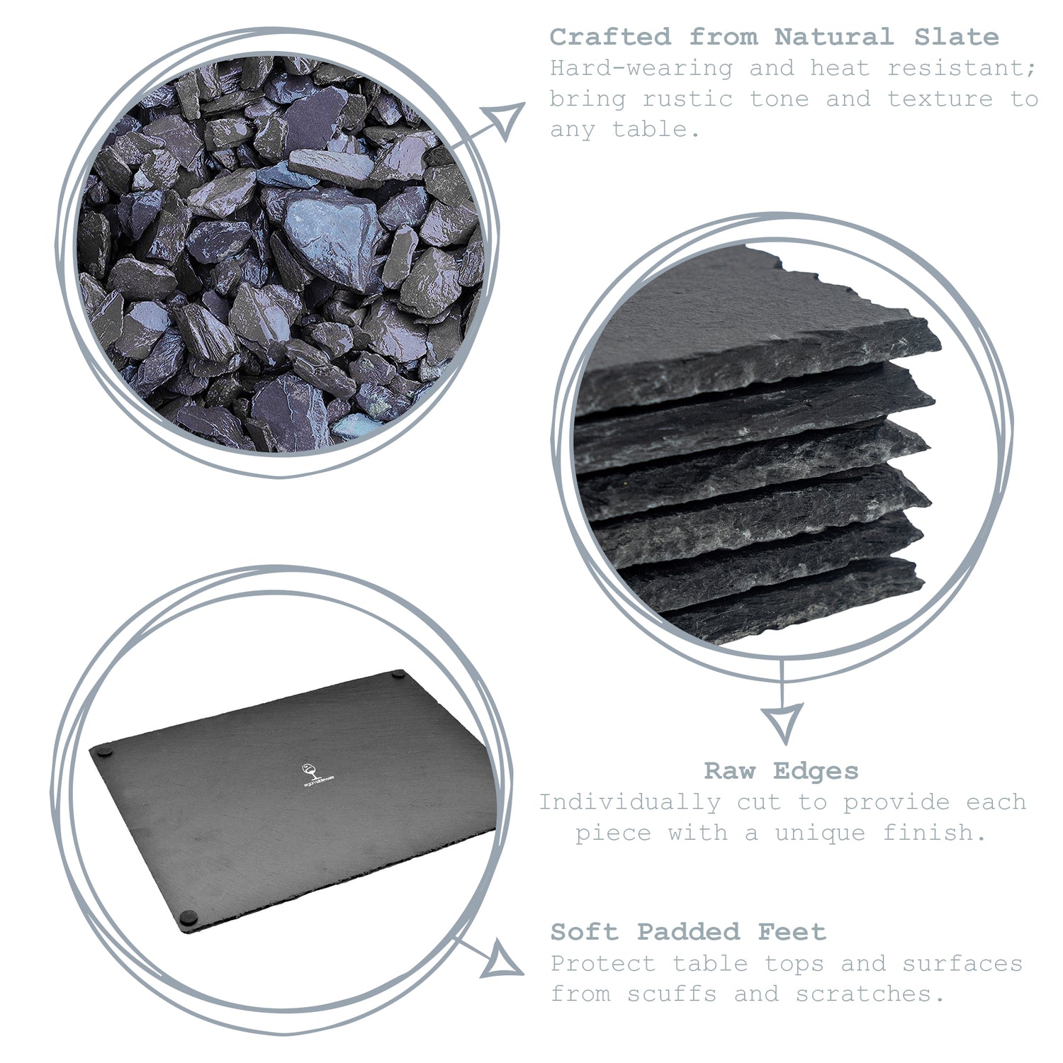 30cm Round Slate Placemats - Pack of Six
