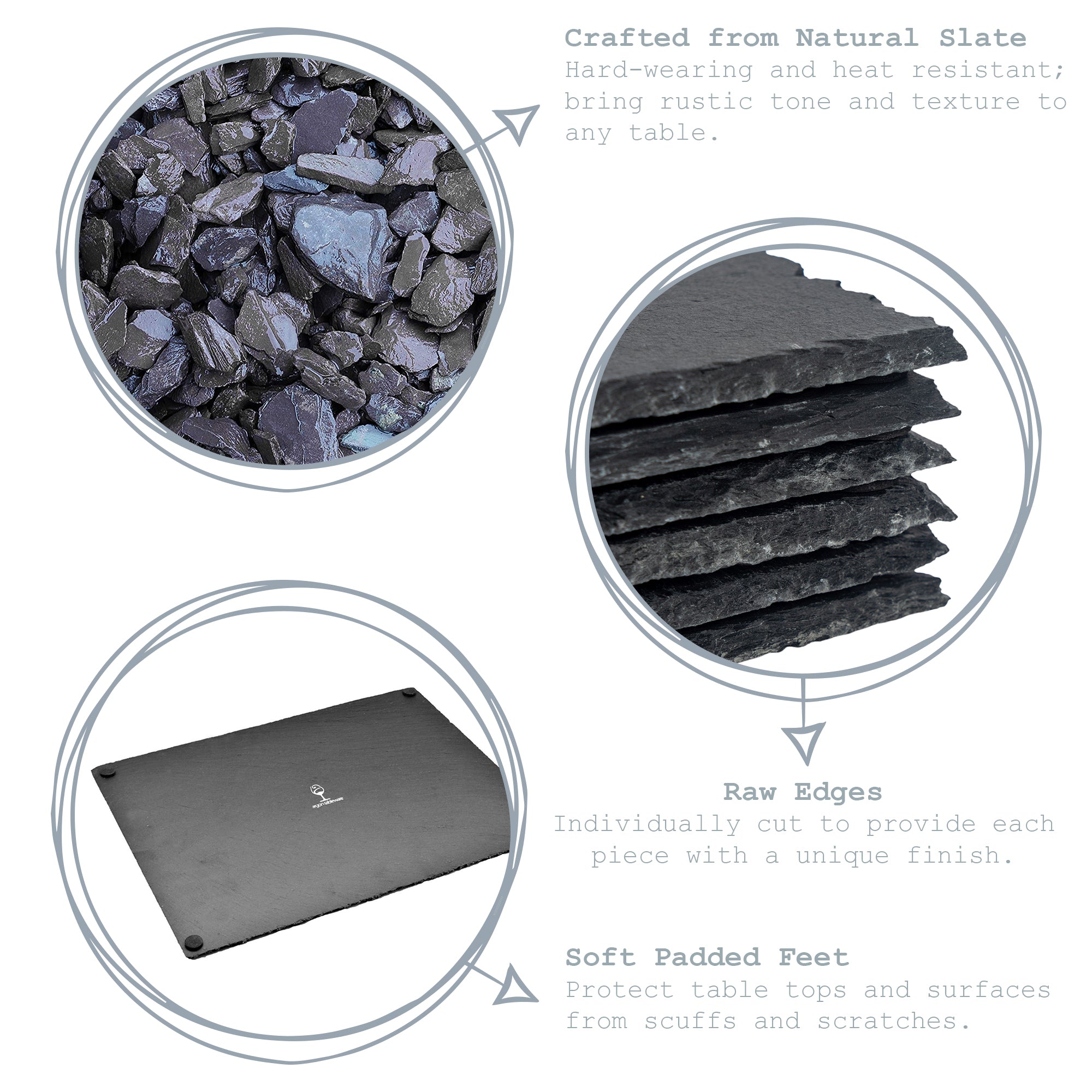 30cm Round Slate Placemats - Pack of Six