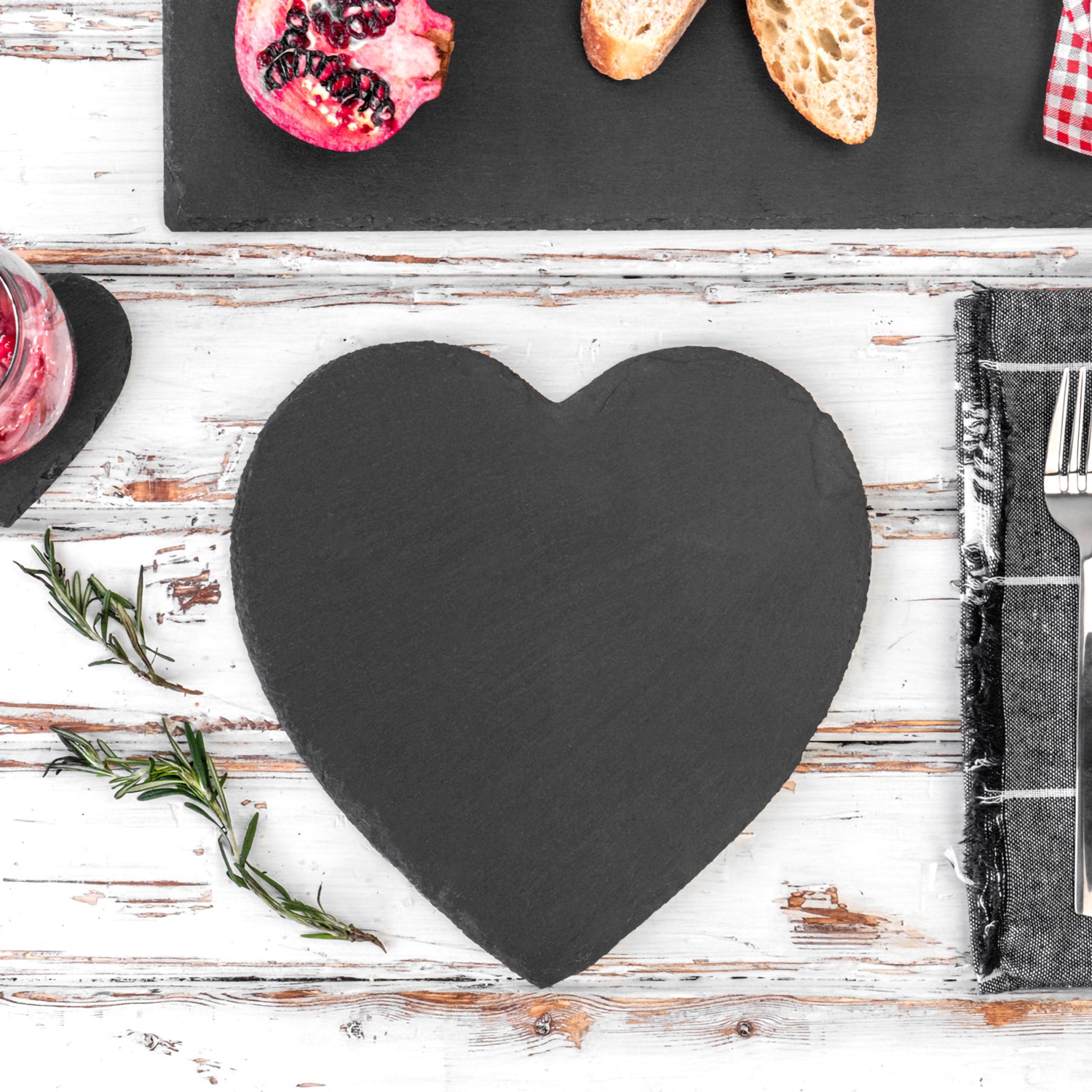 25cm Heart Slate Placemats - Pack of Six