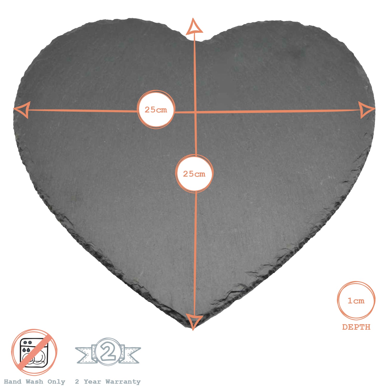 25cm Heart Slate Placemats - Pack of Six