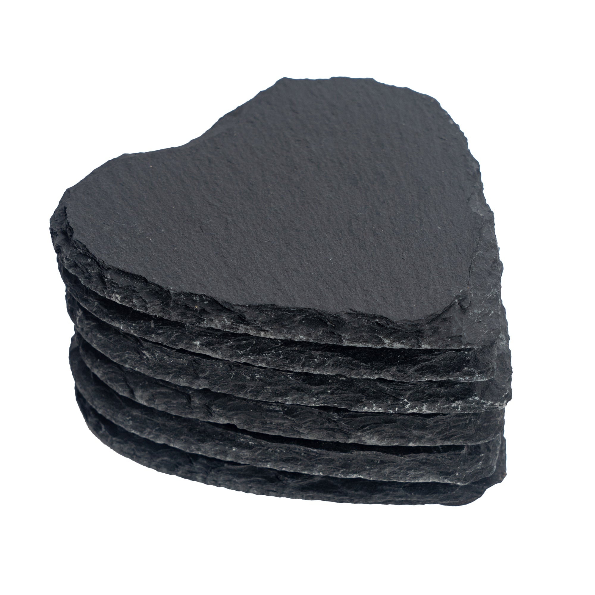 Black Heart Slate Coasters - Pack of Six - By Argon Tableware