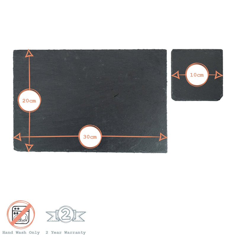 12pc Rectanglar Slate Placemat & Coaster Set - By Argon Tableware